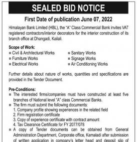 Sealed Bid Notice
