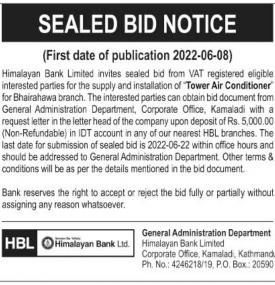 Sealed Bid Notice