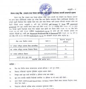 नेपाल राष्ट्र बैंकले ८० करोड रुपैयाँ मुद्धाती निक्षेपमा लगानी गर्ने बारे सूचना