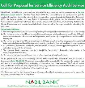 Call for Proposal for Service Efficiency Audit Service