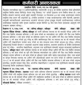 लघुवित्तमा कर्मचारी आवश्यकता - Job Vacancy -