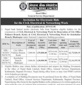 Invitation for Electronic Bids for the Civil, Electrical and Networking Work