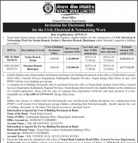 Invitation for Electronic Bids for the Civil, Electrical and Networking Work
