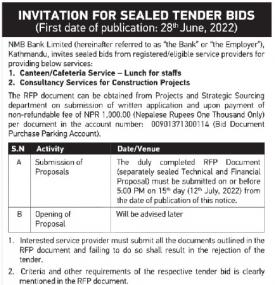 Invitation for Sealed Tender Bids
