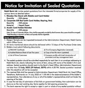 Notice for Invitation of Sealed Quotation