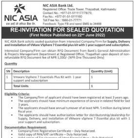Re- Invitation for Sealed Quotation