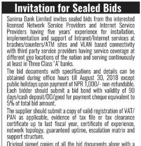 Invitation for Sealed Bids