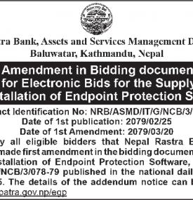 First Amendment in Bidding document for: Invitation for Electronic Bids