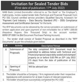 Invitation for Sealed Tender Bids