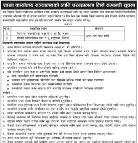 शाखा कार्यालय सञ्चालनको लागि घरबहालमा लिने सम्बन्धी सूचना