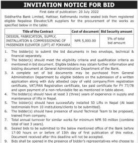 Invitation Notice for Bid