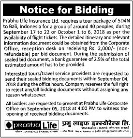 Notice for Bidding