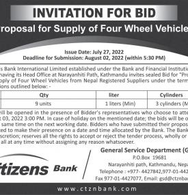 Proposal for Supply of Four Wheel Vehicles