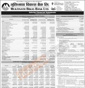 मुक्तिनाथ विकास बैंकको नाफामा सुधार, वितरणयोग्य मुनाफा ८१ करोड ५९ लाख रुपैयाँ - Q4 -