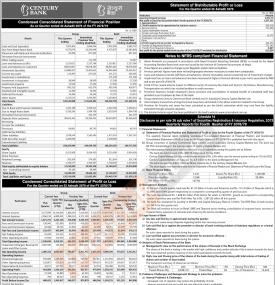 सेञ्चुरी बैंकको खुद नाफा १ अर्ब ३५ करोड ७२ लाख रुपैयाँ - Q4 Report -