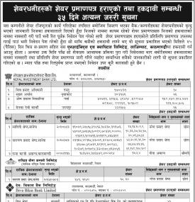 Rights Offering Notice for Share Certificate