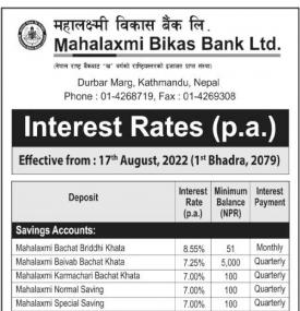 New Interest Rates Notice