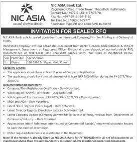 Invitation for Sealed RFQ