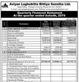Aviyan Laghubitta has posted a net profit of Rs 11.07 million during the 4th quarter.