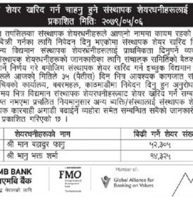 Promoter Share Notice