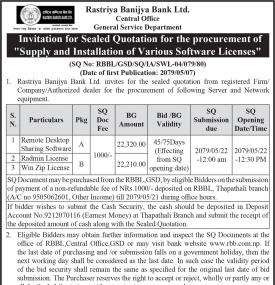 Invitation for Sealed Quotation 