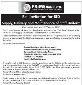 Re-Invitation for Bid