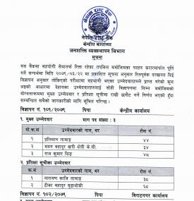 विभिन्न पदहरुको अन्तिम नतिजा सम्वन्धी सूचना 