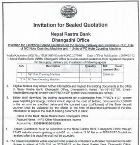 Invitation for Sealed Quotation