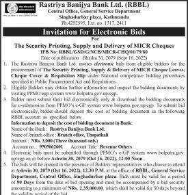 Invitation for Electronic Bids