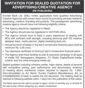 Invitation for Sealed Quotation for Advertising / Creative Agency