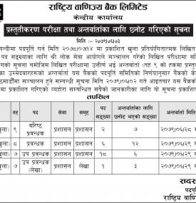 राष्ट्रिय वाणिज्य बैंकको प्रस्तुतीकरण तथा अन्तर्वार्ताका लागि छनोट गरिएको सूचना