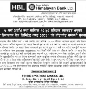 हिमालयन बैंक लिमिटेड वण्ड २०८६ को बाँडफाँड सम्बन्धी सूचना