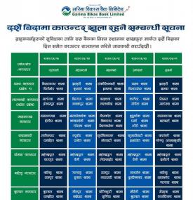 Notice regarding Garima Dashain Counter 