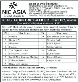 Re-Invitation for Sealed Bid
