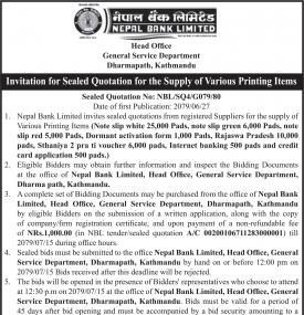 Invitation for Sealed Quotation