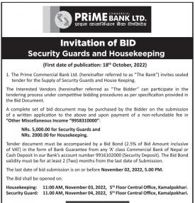 Invitation for Bid - Security Guards and Housekeeping