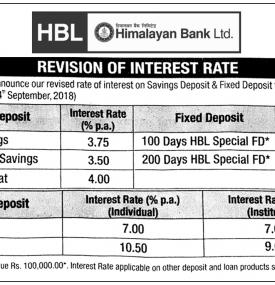 Revision of Interest Rate - HBL