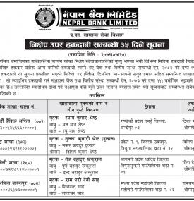 निक्षेप उपर हकदावी सम्बन्धी सूचना