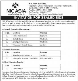 Notice Regarding Invitation for Sealed Bids