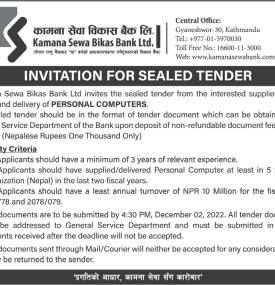 Invitation for Sealed Tender Notice