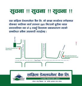बैंक शाखा स्थानान्तरण भएको जरुरी सूचना |