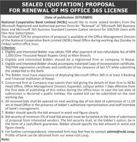 Sealed Proposal for renewal of MS Office 365 license