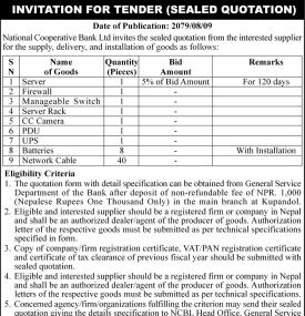 Invitation for Tender (Sealed Quotation)