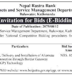 Invitation for E-bidding