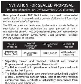 Invitation For Sealed Proposal