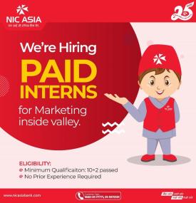 NIC Asia Bank Hiring Paid Interns for Marketing Inside Valley