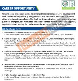 विकास बैंकमा नयाँ रोजगारीको अवसर सम्बन्धी सूचना - Banking Career -