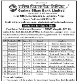 Invitation for Sealed Bids