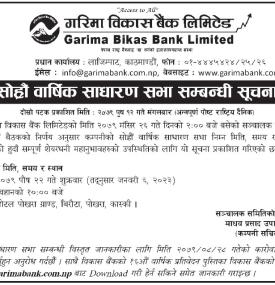 सोह्रौं वार्षिक साधारण सभा सम्बन्धी सूचना