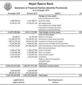 Statement of Financial Position (Monthly-Provisional)